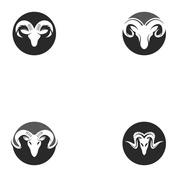 Rams Baş Logo Şablonu Siluet Simgesi — Stok Vektör