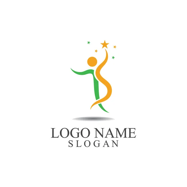 Human People Success People Care Logo Symbol Template — Stock Vector