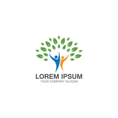 İnsanlar Ağaç Logosu Şablonu Tasarım Vektörü