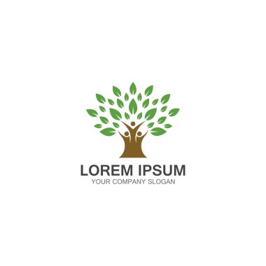 İnsanlar Ağaç Logosu Şablonu Tasarım Vektörü
