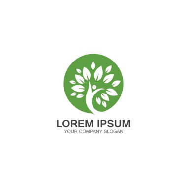 İnsanlar Ağaç Logosu Şablonu Tasarım Vektörü