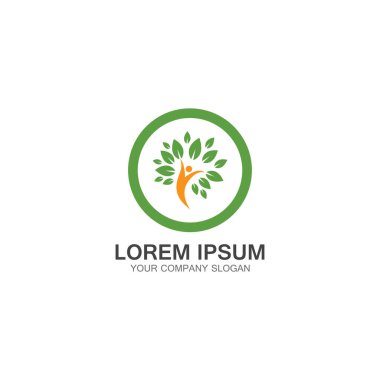 İnsanlar Ağaç Logosu Şablonu Tasarım Vektörü