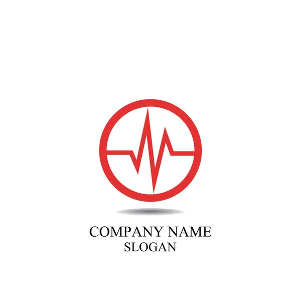 Pulse Line Medical Logo Vector Template — Stock Vector