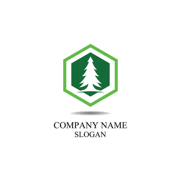Cedar Træ Logo Skabelon Vektor Ikon Design – Stock-vektor