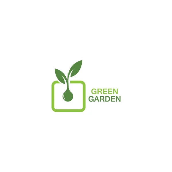 Verde Jardín Verde Hoja Ecología Logo Vector Diseño — Vector de stock