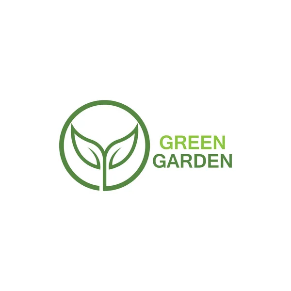 Grüner Garten Grünes Blatt Ökologie Logo Vektor Design — Stockvektor