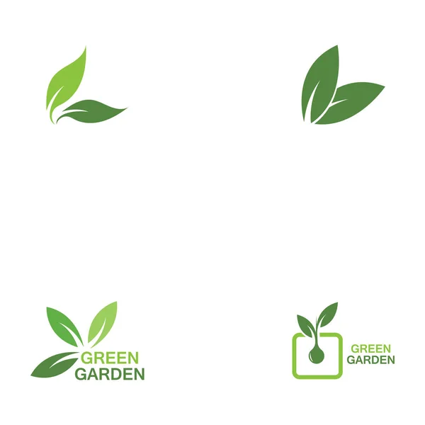 Green Garden Green Leaf Ecology Logo Vector Design — Stock Vector