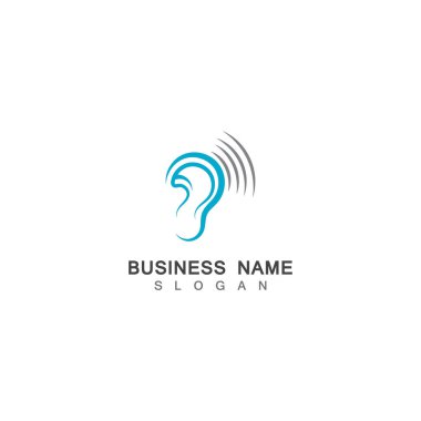 Kulak İşiten Logo Şablonu Vektör Simgesi