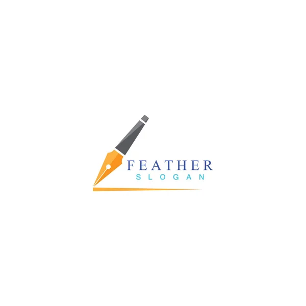 Feather Pen Schrijf Logo Model Design Vector Embleem Ontwerp Concept — Stockvector