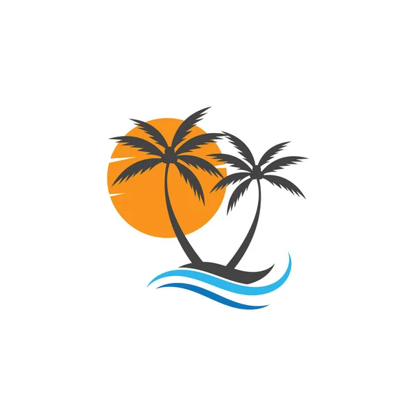 Palmera Cocotero Verano Logotipo Plantilla Vector Ilustración — Archivo Imágenes Vectoriales