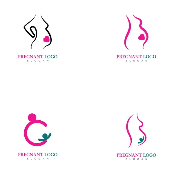 Embarazada Logotipo Plantilla Vector Icono Ilustración Diseño — Archivo Imágenes Vectoriales