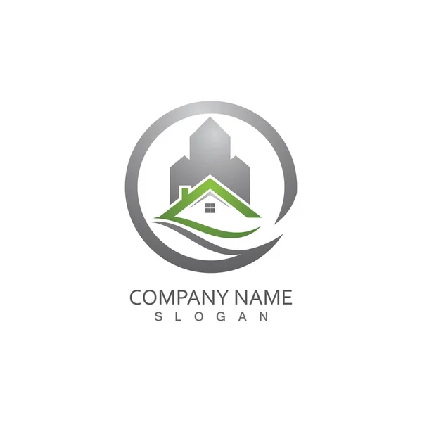 Home Building Business Property Logo Template — Stock Vector