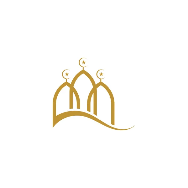 Mesquita Islâmica Logotipo Vetor Ícone Modelo — Vetor de Stock