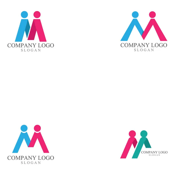 Carta Inicial Comunidade Cuidado Logotipo Modelo Vetor Ícone — Vetor de Stock