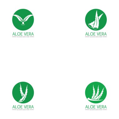 Aloe vera logosunu ve sembol vektörünü ayarla