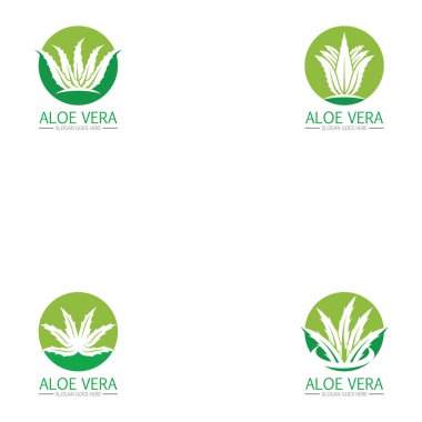 Aloe vera logosunu ve sembol vektörünü ayarla