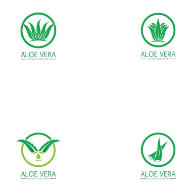 Aloe vera logosunu ve sembol vektörünü ayarla