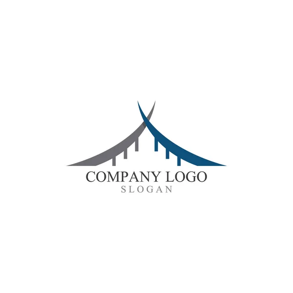 Logo Ponte Modello Icona Vettoriale Illustrazione Design — Vettoriale Stock