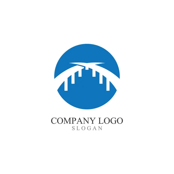 Logo Ponte Modello Icona Vettoriale Illustrazione Design — Vettoriale Stock