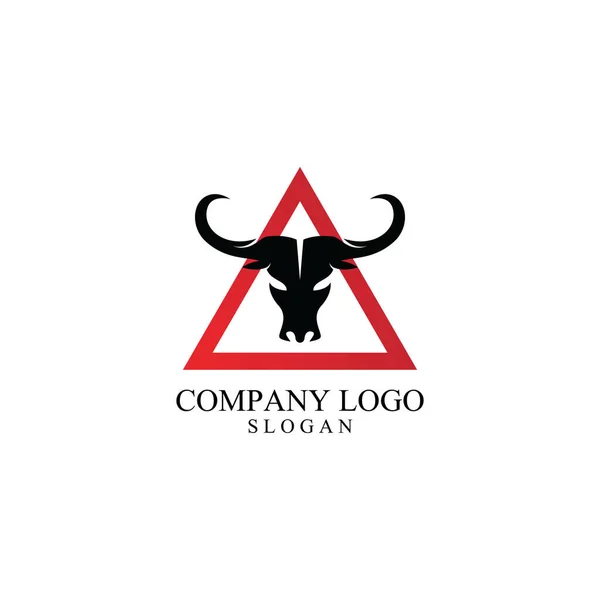 Logo Bull Horn Modello Icona Vettoriale Illustrazione Design — Vettoriale Stock