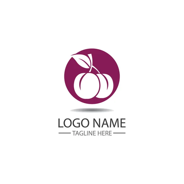 Plum Logo Vector Icon Design Template — Stock Vector