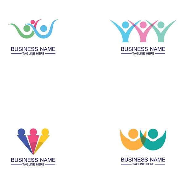 Logotipo Comunitário Pessoas Equipe Trabalho Logotipo Vetor Negócios Grupo Design — Vetor de Stock