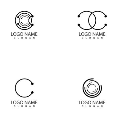 Teknoloji çemberi logosu ve sembolleri Vektör