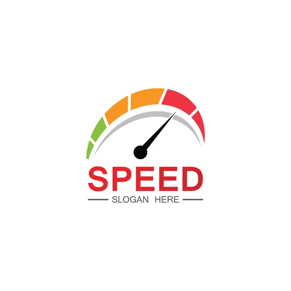 Speed Logo Design Silhouette Speedometer Symbol Icon Vector Speed Auto — Stock Vector