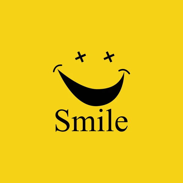 黄色背景矢量中的微笑标识 — 图库矢量图片