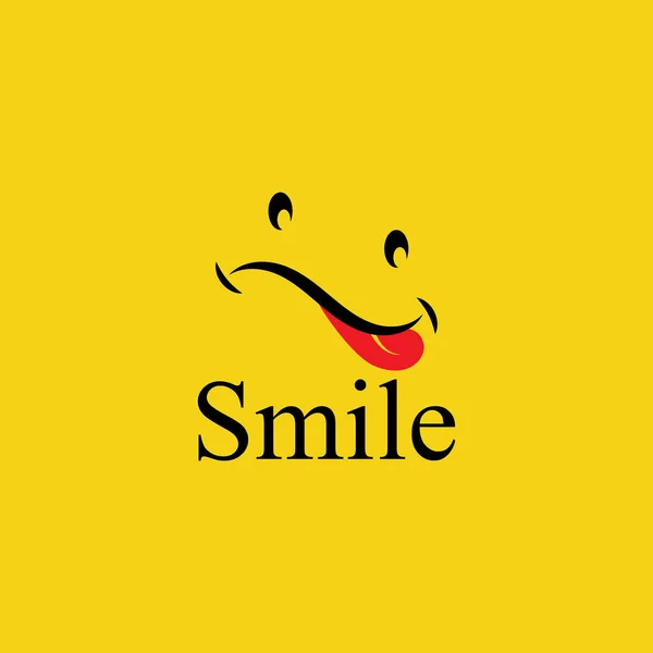 Logotipo Sorriso Vetor Fundo Amarelo —  Vetores de Stock