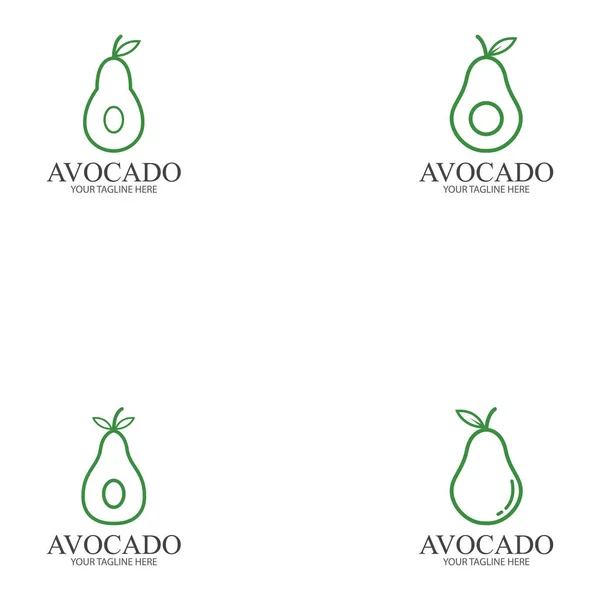 Шаблон Логотипа Фруктов Авокадо Половина Авокадо Векторным Дизайном Листа Дизайн — стоковый вектор