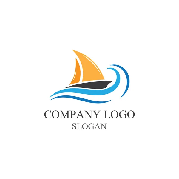 Vector Diseño Del Logotipo Del Barco Vela Tradicional — Vector de stock