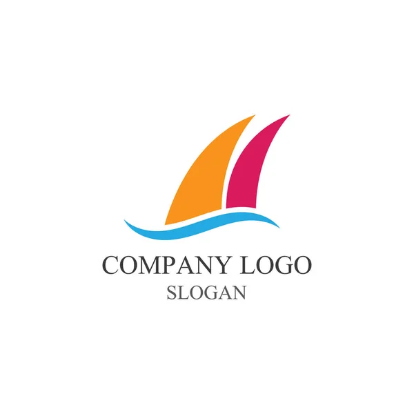 Vettore Progettazione Logo Barca Vela Tradizionale — Vettoriale Stock