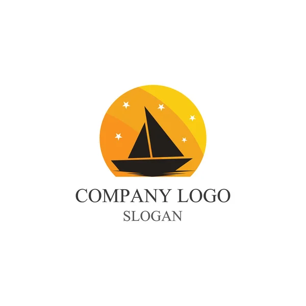 Traditionelles Sailboat Logo Design Vektor — Stockvektor