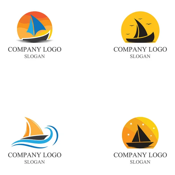 Vector Diseño Del Logotipo Del Barco Vela Tradicional — Vector de stock