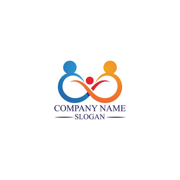 Family Care Infinity Logo Familly Illustrazione Logo Template Design — Vettoriale Stock