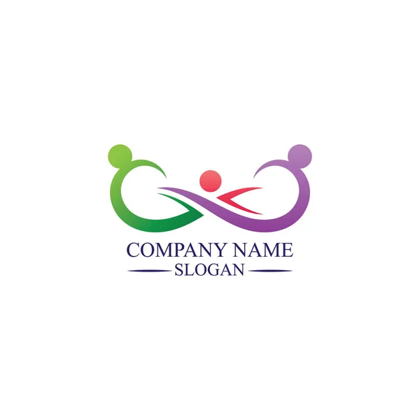 Familie Zorg Infinity Logo Familie Illustratie Logo Template Ontwerp — Stockvector