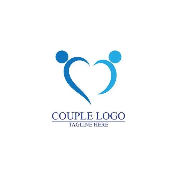 Amour Moderne Forme Coeur Couple Sortir Ensemble Vectoriel Icône Symbole — Image vectorielle