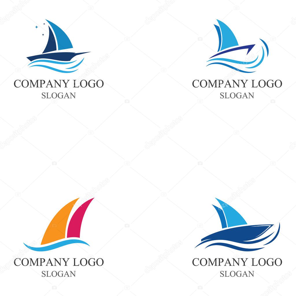 Traditional Sailboat logo design vector