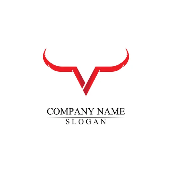 Bull Rohu Buvolí Logo Savci Symboly Šablony Ikony App — Stockový vektor