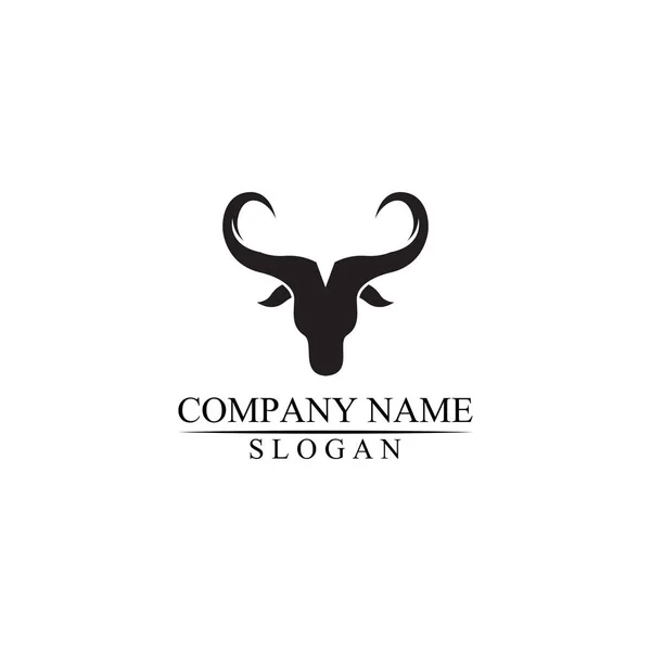 Toro Cuerno Búfalo Logotipo Mamíferos Símbolos Plantilla Iconos Aplicación — Vector de stock