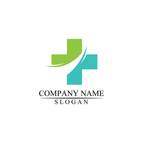 Medical Cross Health Pharmacy Logo Design Template — Stock Vector