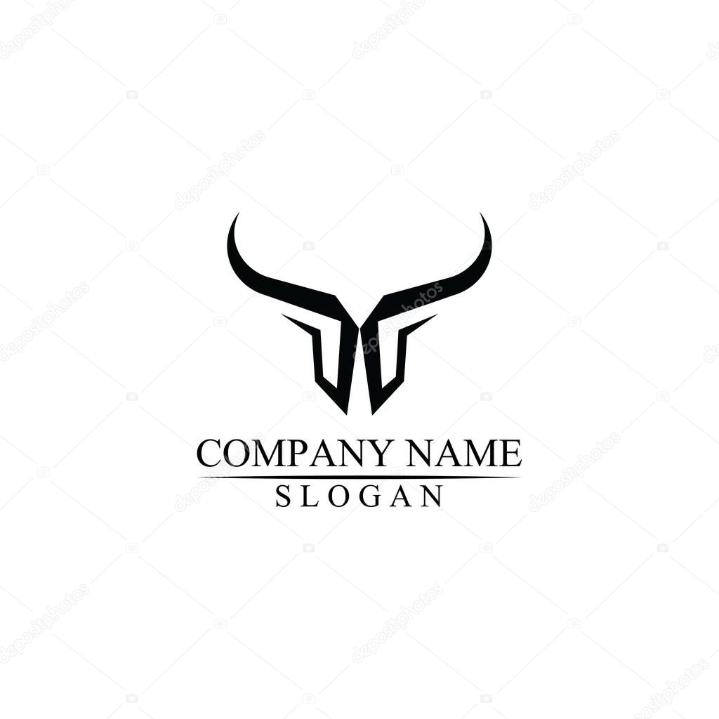 Bull horn and buffalo logo and mammals symbols template icons app