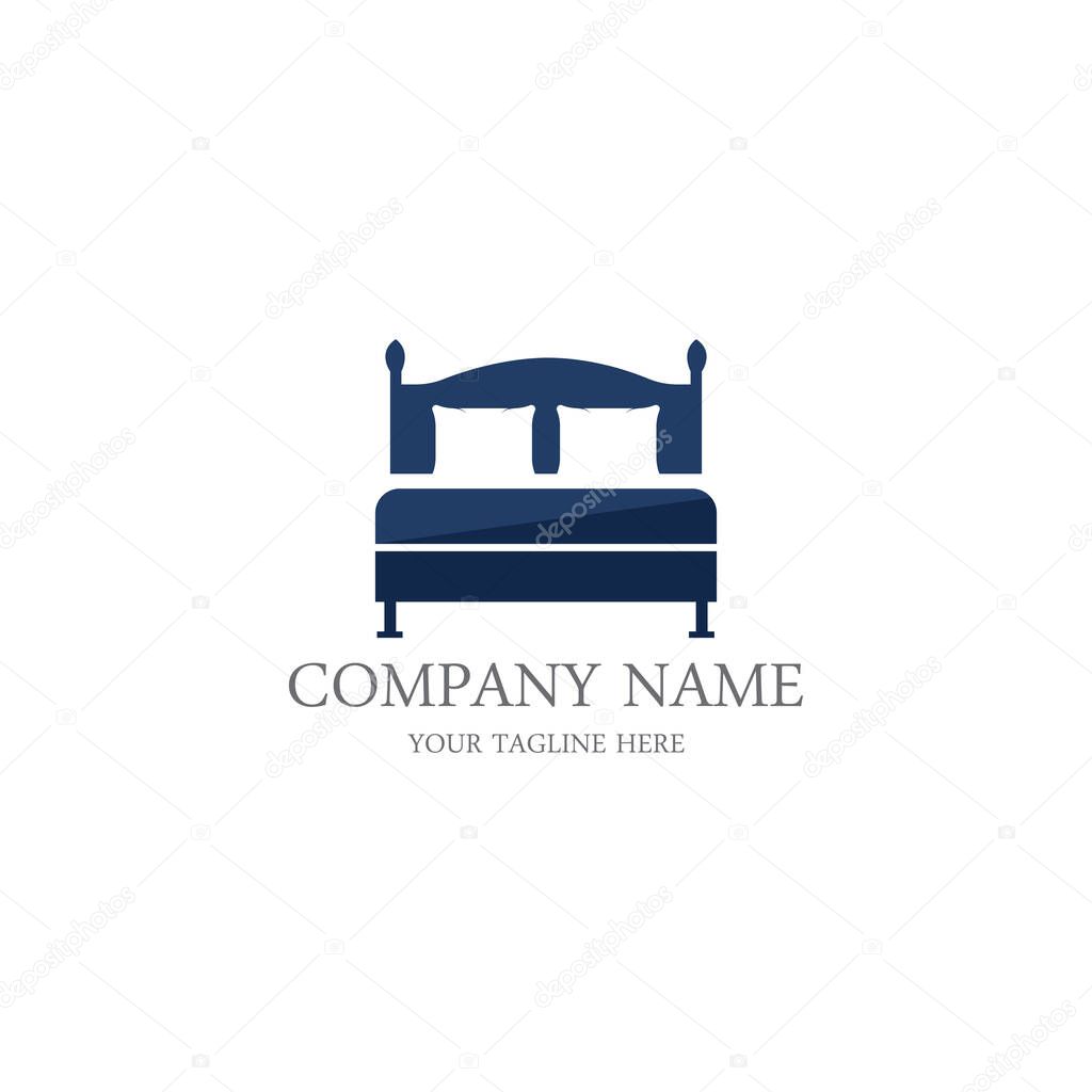 Bed logo vector illustration design template.Bed logo vector