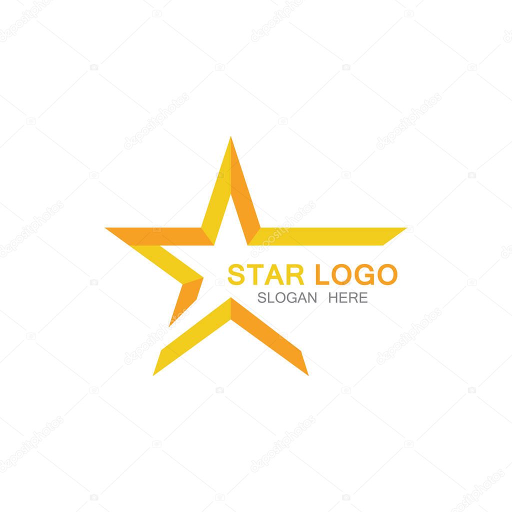 Gold Star Logo Vector in elegant Style with Black Background
