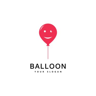 Balon logo tasarımı. Mutluluk logo türü kavramı. Kutlama hava balonu sembolü.