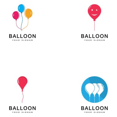 Balon logo tasarımı. Mutluluk logo türü kavramı. Kutlama hava balonu sembolü.