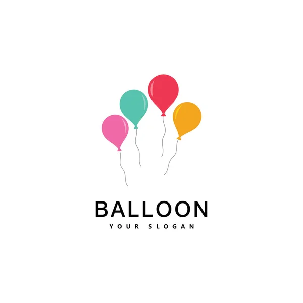 Balloon Logo Design Happiness Logotype Concept Celebration Air Balloon Symbol — Stock Vector