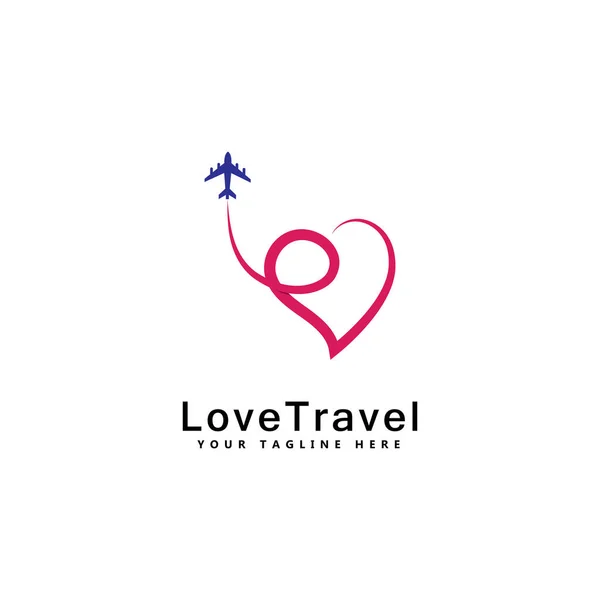 Láska Cestovní Logo Šablony Design Vektoru Emblem Design Koncepce Kreativní — Stockový vektor