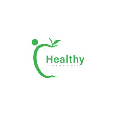 Apple Logo Tasarımı. Sağlık ve Sağlıklı Beslenme Logosu Tasarım Vektörü